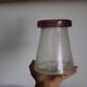 Vintage mauve neck blown glass bubble conical vase