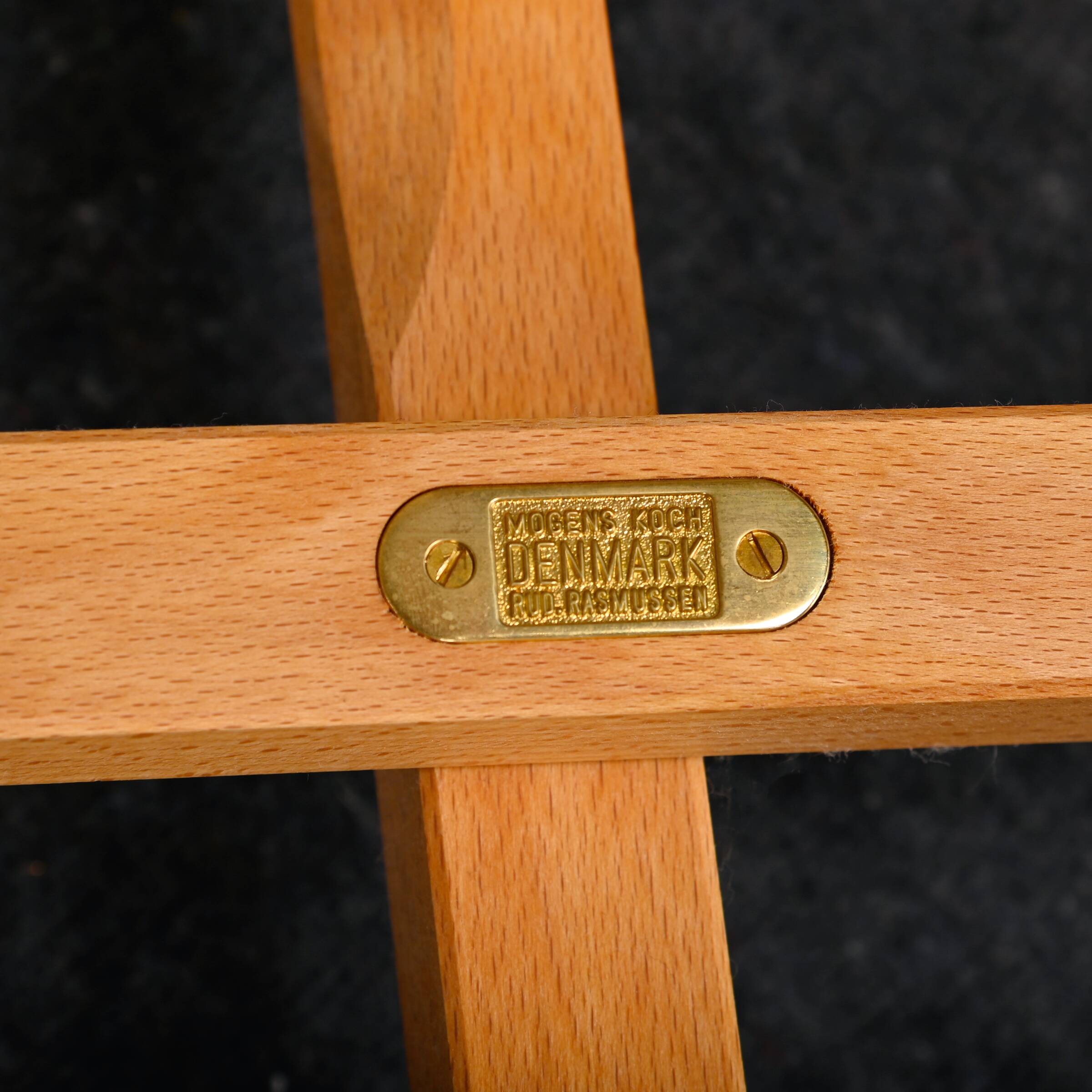 Mogens Koch MK16 Folding Chair in Beech Wood and Canvas for Rud Rasmussen, DK