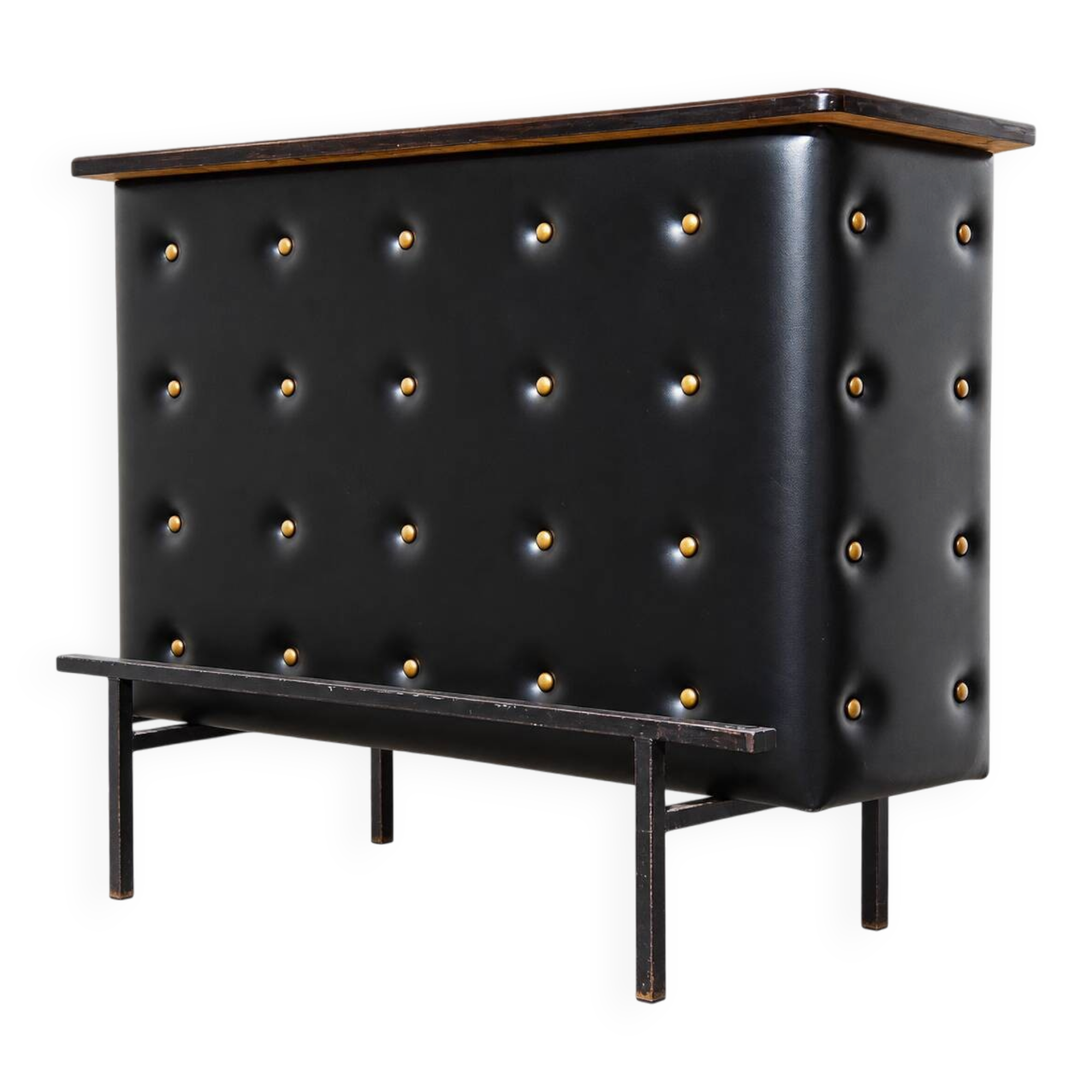 Vintage 1950s black faux leather apartment bar/counter Stl Adnet