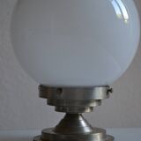Art Deco table lamp with white opaline glass globe