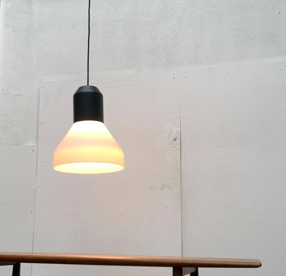 Minimalist bell-shaped pendant lamp in metal and glass, Italian by Sebastian Herkner for Classicon.