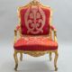 Pair of red and gold armchair Louis XV style