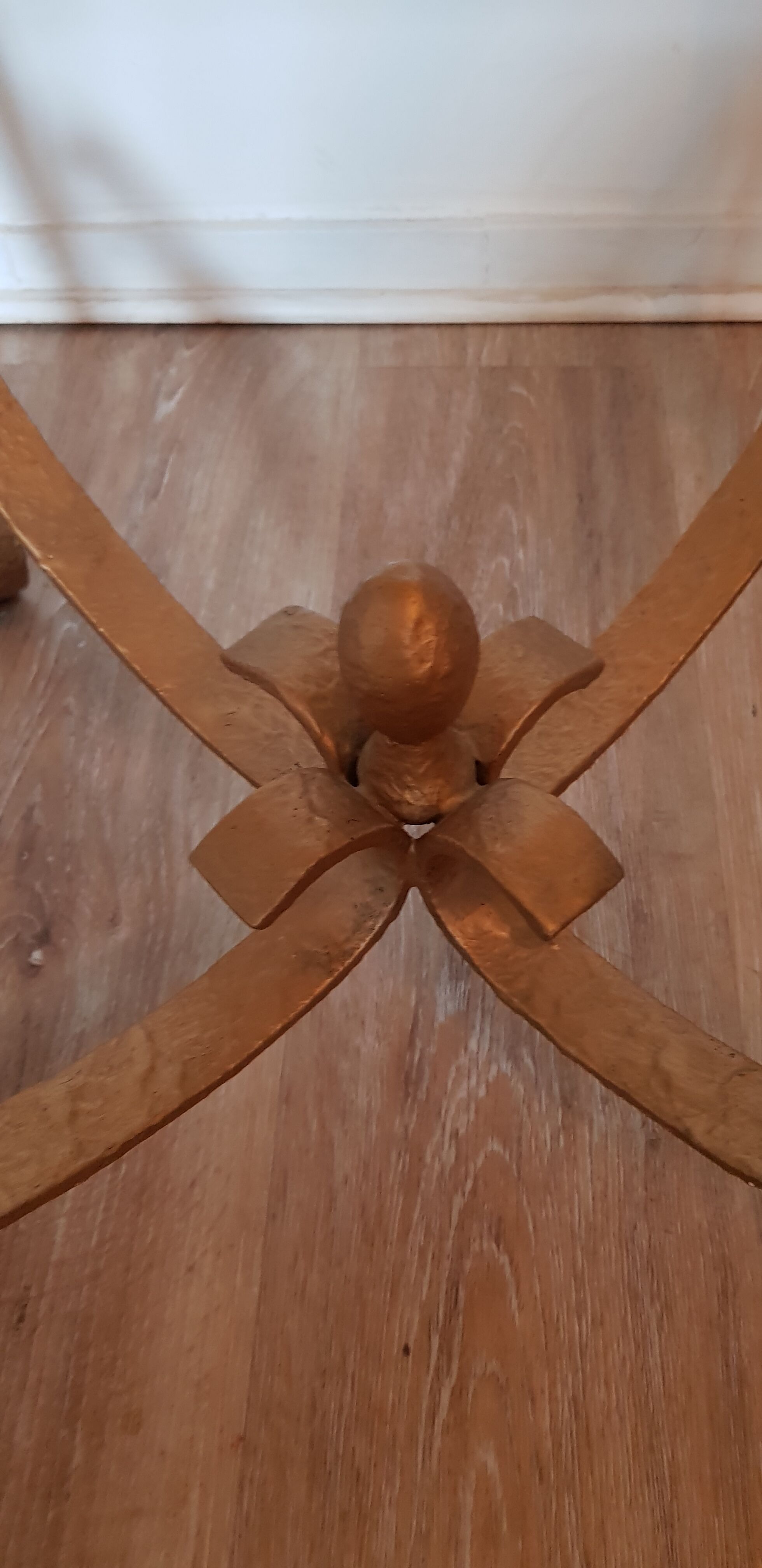Gold iron and glass coffee table
