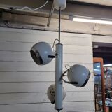 Vintage eyeball pendant chandelier with 3 lacquered reflectors