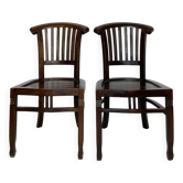 2 chaises coloniales en bois massif, années 1950