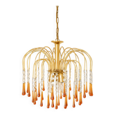 Vintage chandelier with amber pendants, Murano style.