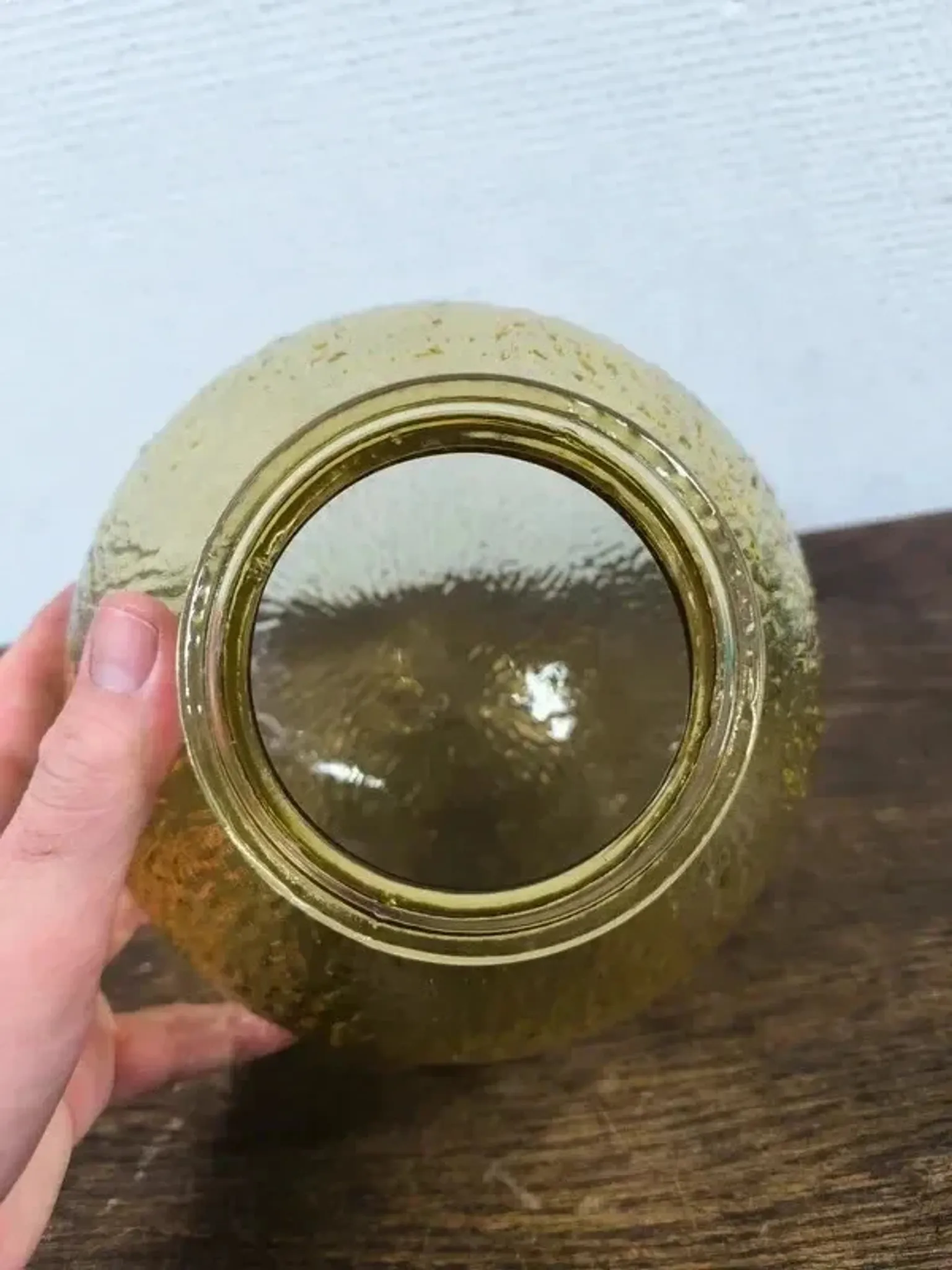 Globe abat-jour vintage en verre texturé ambré