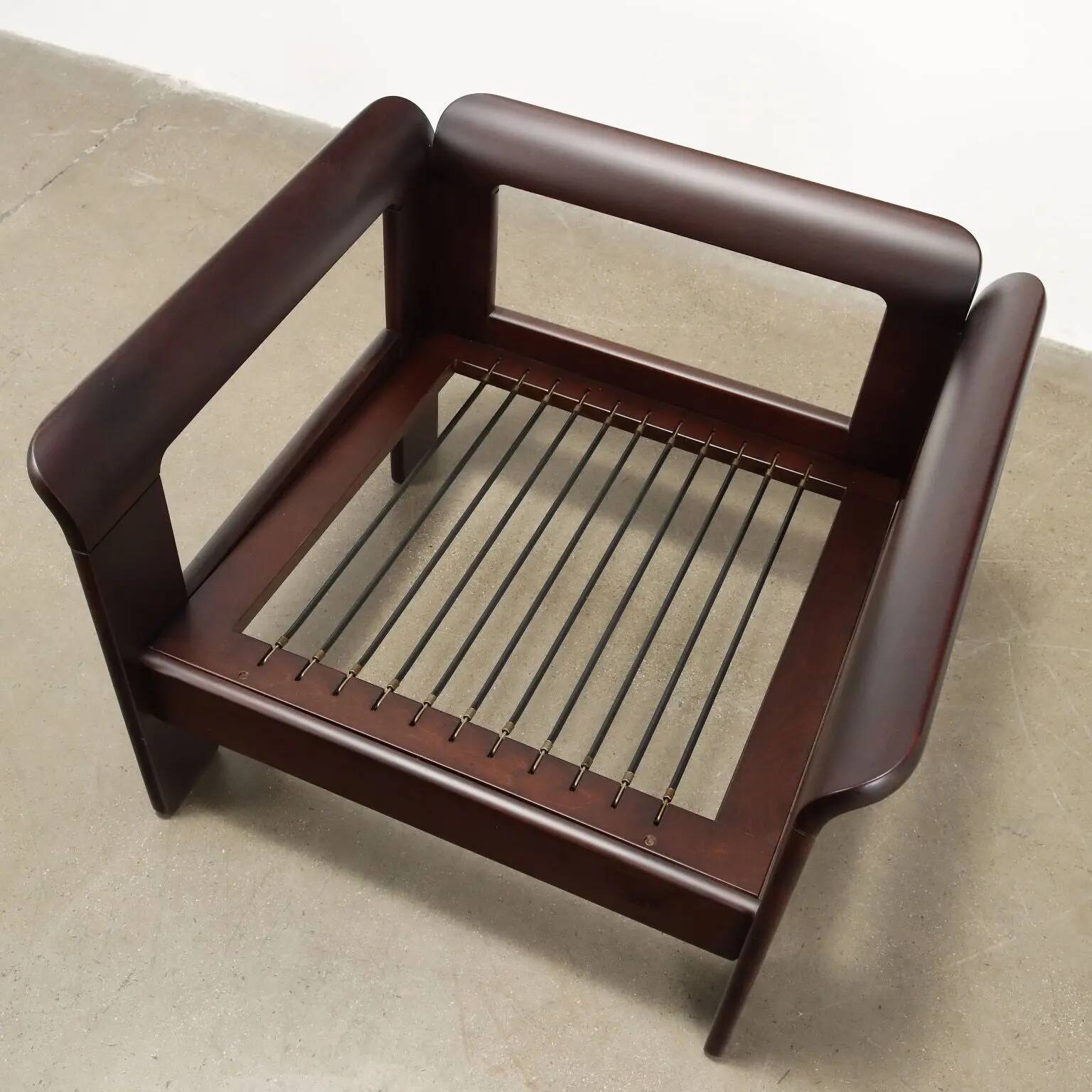 Vintage armchair in beech and fabric, Italy, 1970s
