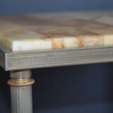 Metal and brass side table and marble tablet