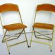 Folding chairs in gold metal and velvet