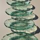 Set of 5 small pressed green glass dishes - Art Deco style / Wine