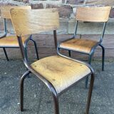 set of 4 vintage mismatched school chairs