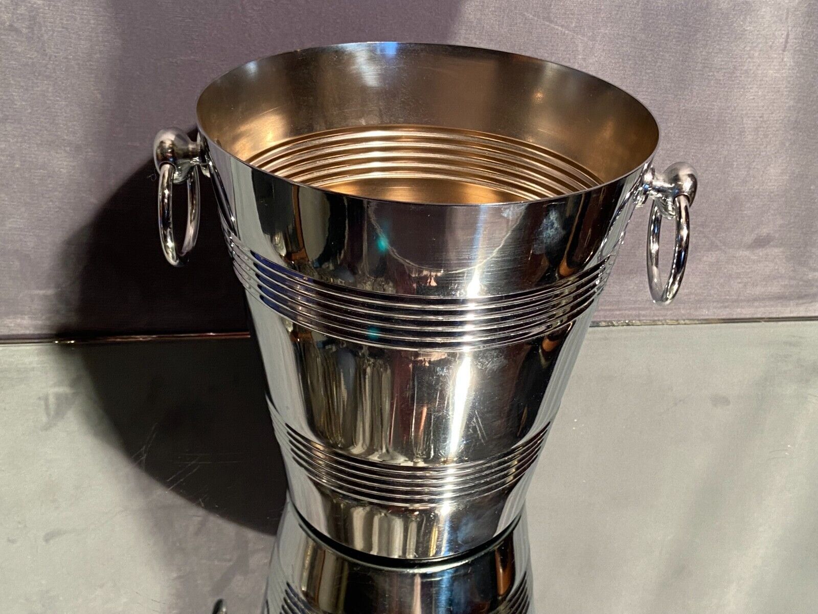 Champagne bucket with stainless steel handles