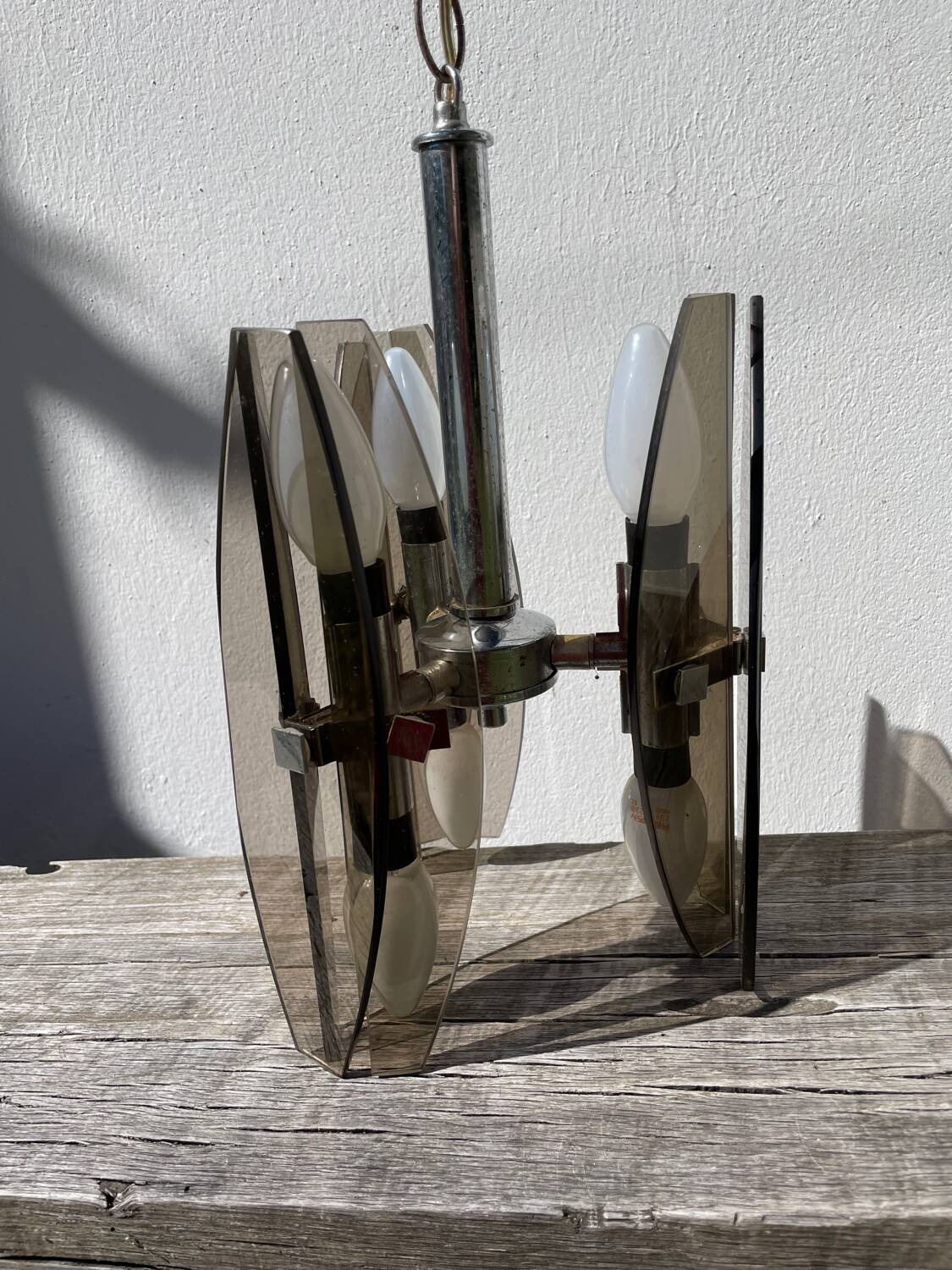 Italian smoked glass chandelier 1970 Veca