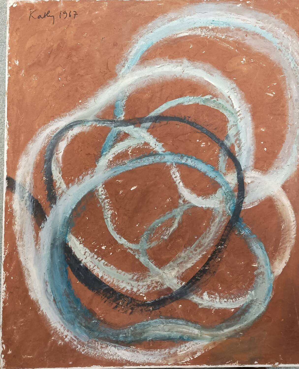 Kathy, oil on canvas, abstract painting, brutalist, 1967