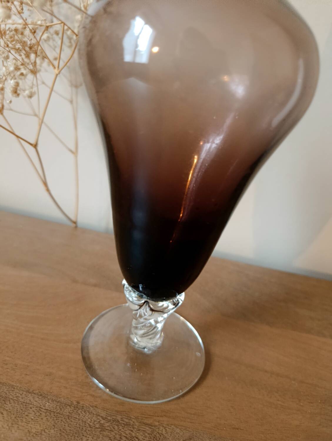 Vintage smoked blown glass vase from Empoli