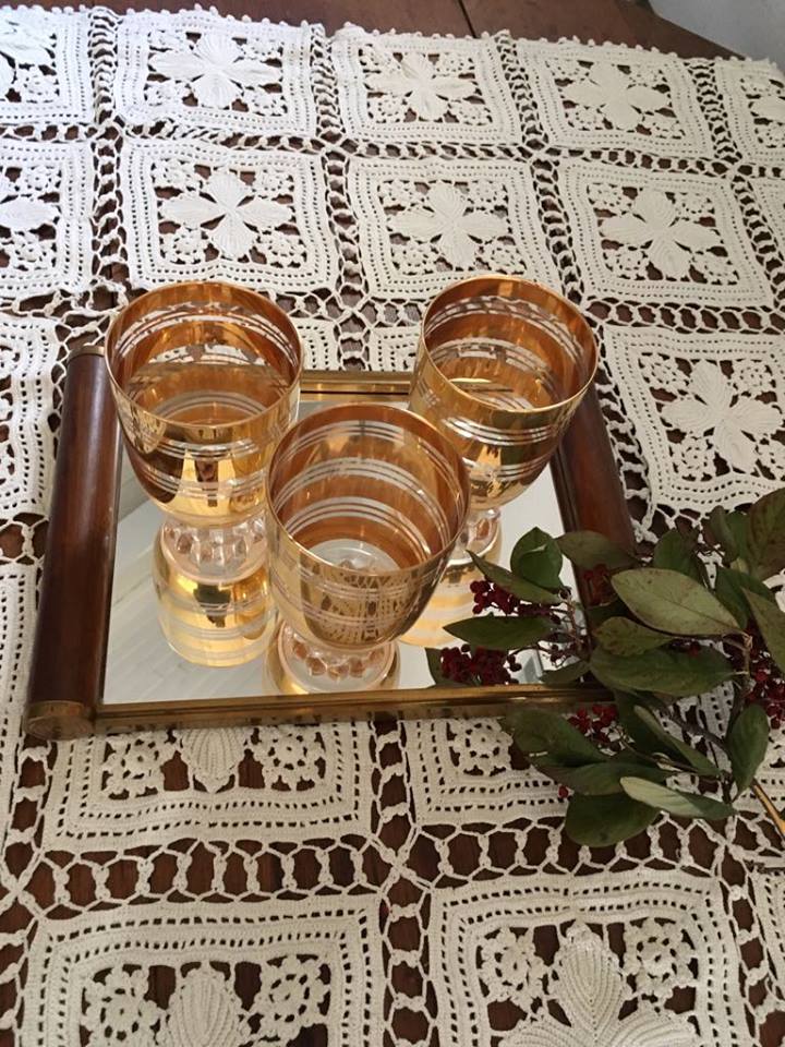 Set art deco mirror in wood and iron Golden.