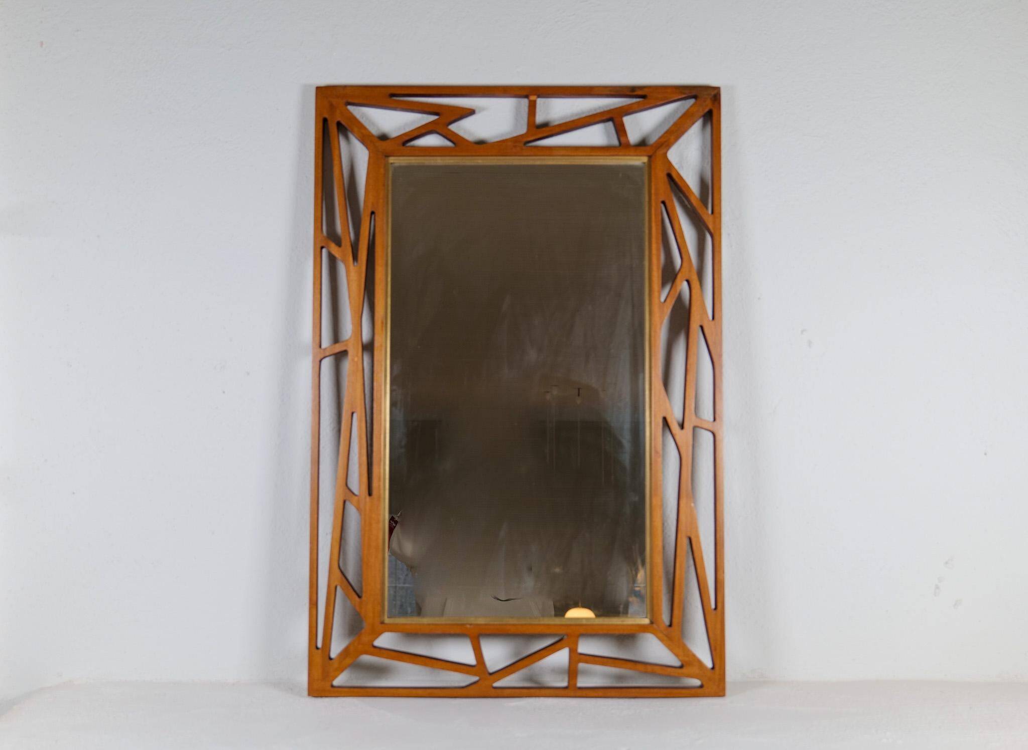 Midcentury Modern mirror Yngve Ekström "Konkret" by Eden Spegel in Sweden