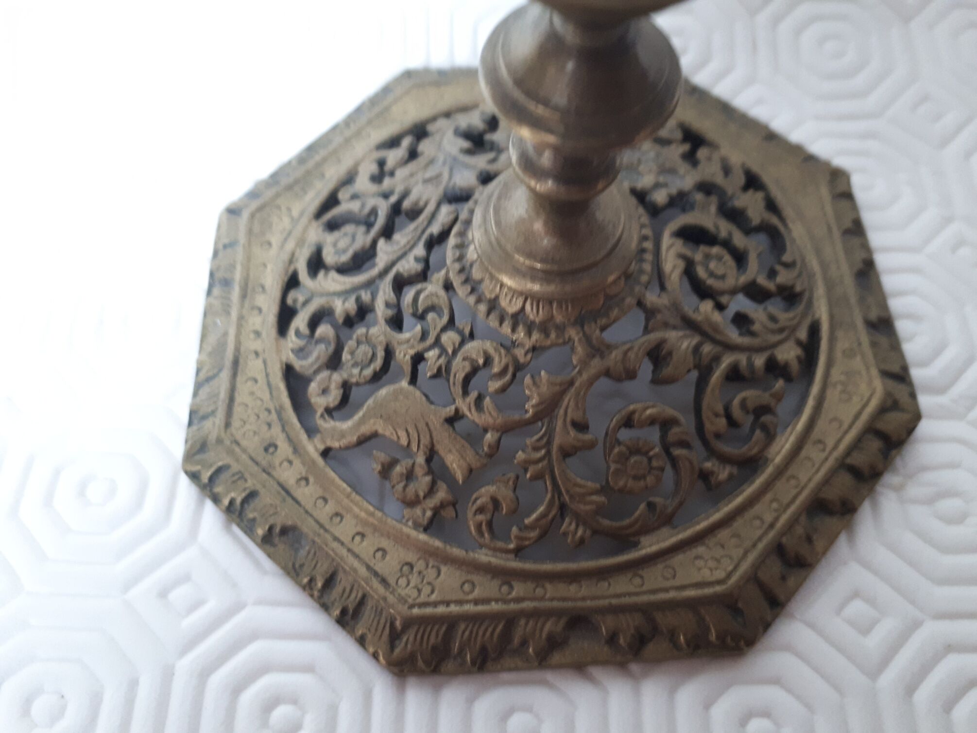 Pair of bronze candle holders