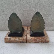 Pair of greenhouse book Art Deco animal sculpture marble base