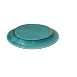 Assiette à asperges majolique – barbotine XIXe – bleu turquoise ancien