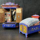 Tyrolean Miniature Wardrobe and Bed Set