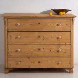 Antique solid pine chest of drawers – European rustic carved chest of drawers – circa 1900
