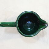 Pichet vert vintage en faience de St clement decor de panier fleuri
