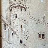 Painting pair of original pen ink seen by blois jean oudin