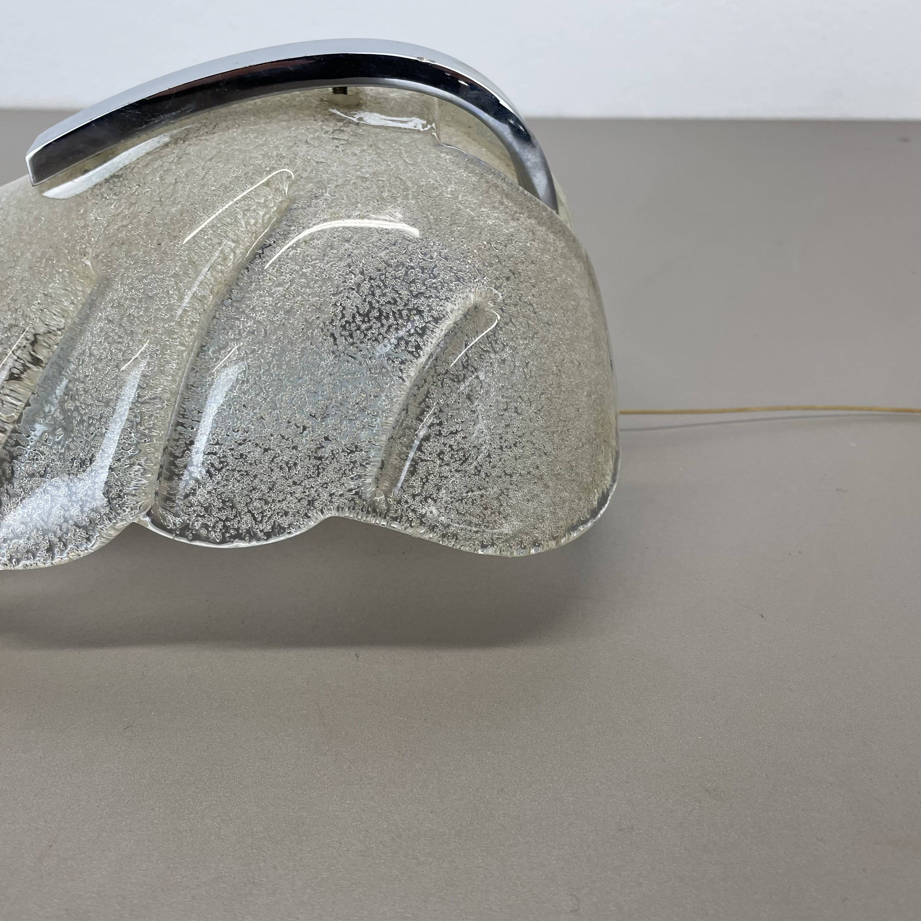 Large Wall Light from Murano Ice Glass, 29cm, Sölken Leuchten Germany, 1970