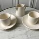 Duo of coffee cups and a Longchamp sugar bowl in 80s biscuit