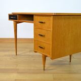 Vintage 1960s Two-Tone Free-Form Light Oak Desk