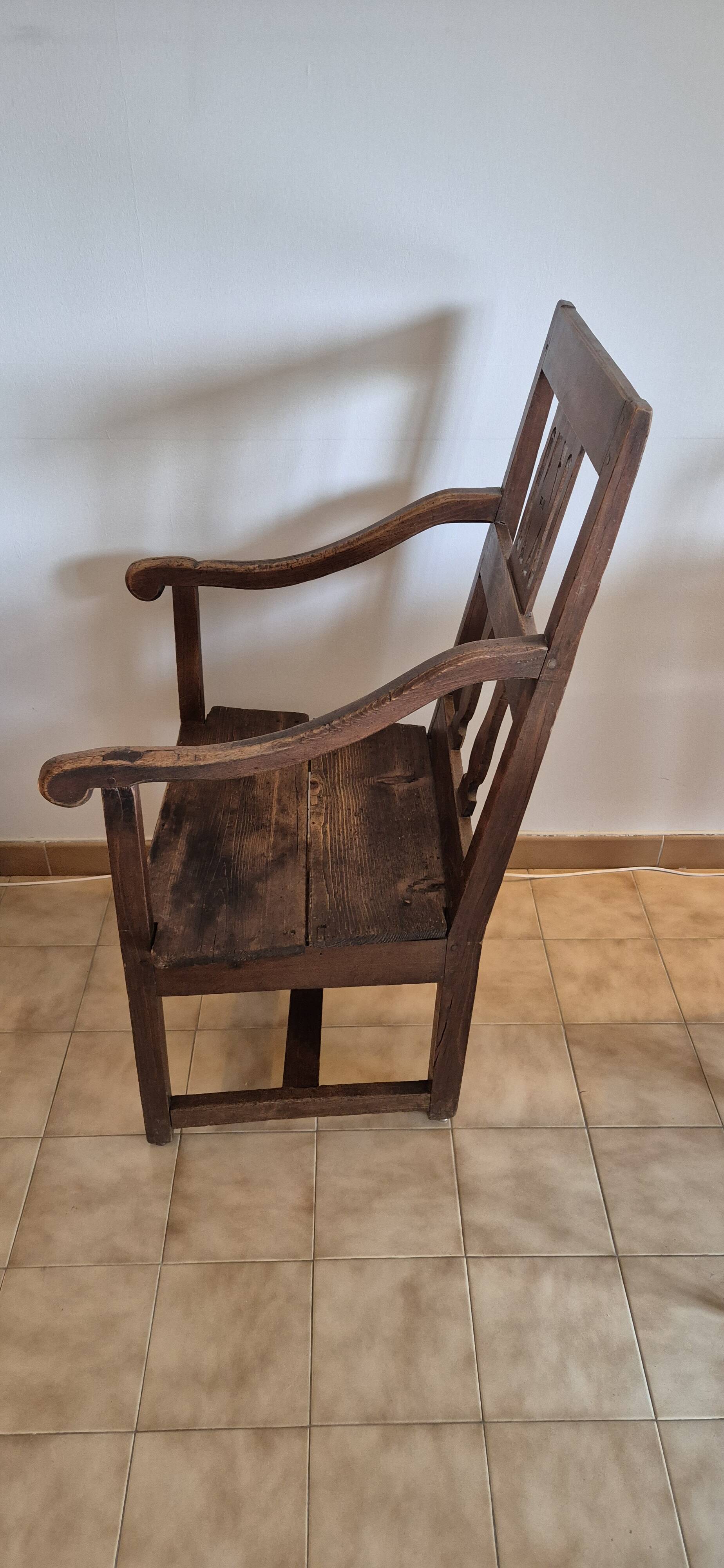 Rustic walnut armchair – folk art, late 19th century
