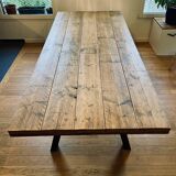 Industrial table in solid wood and metal