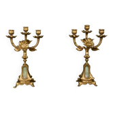 Paire de candélabres en régule doré et onyx – 1940