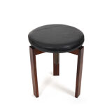 Tabouret danois réglable en hauteur avec cuir noir 1960