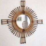 Miroir soleil en rotin vintage