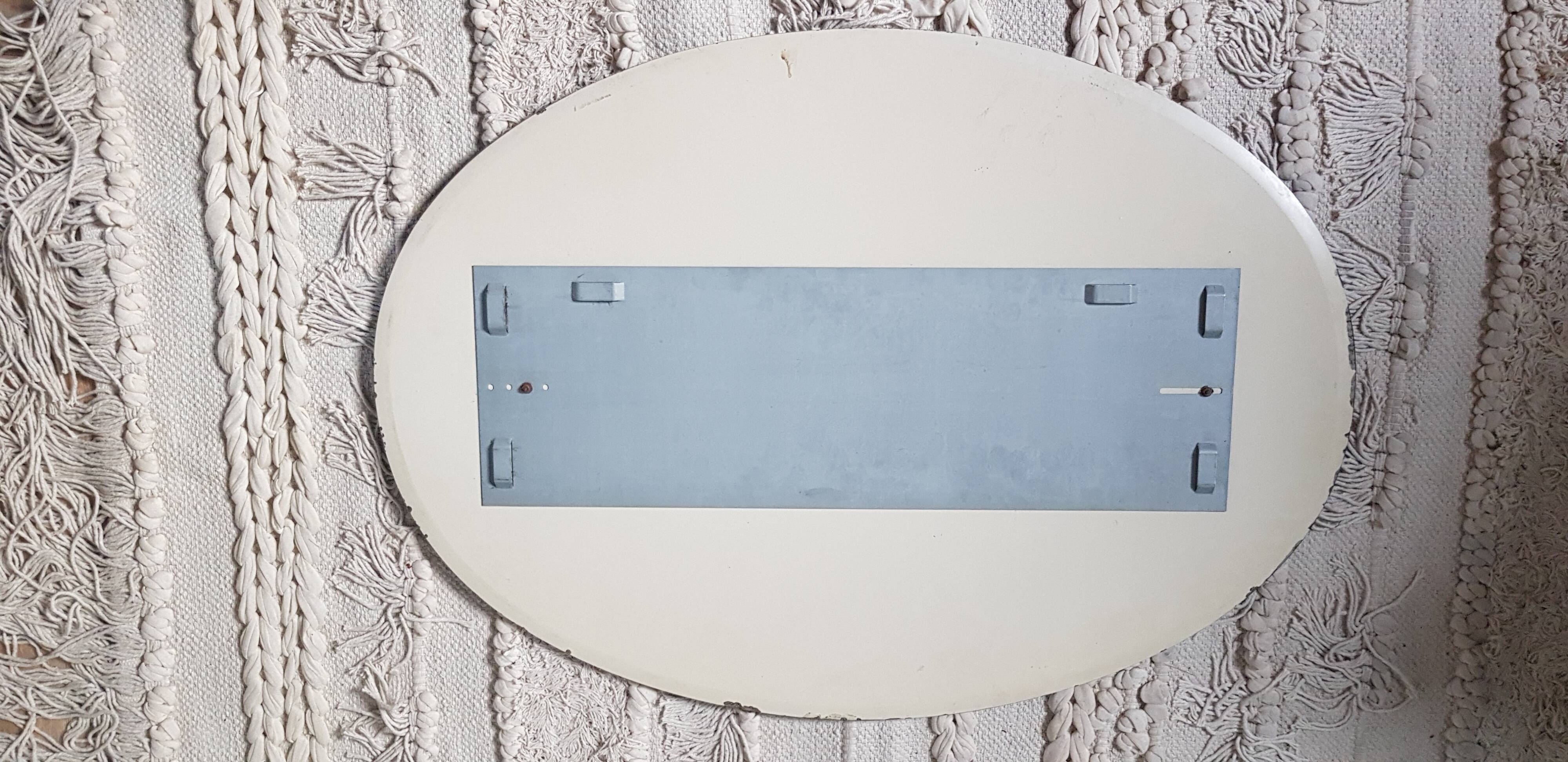 large mirror oval art deco a smoked mirror background and a mirror with beveled top 58x81cm