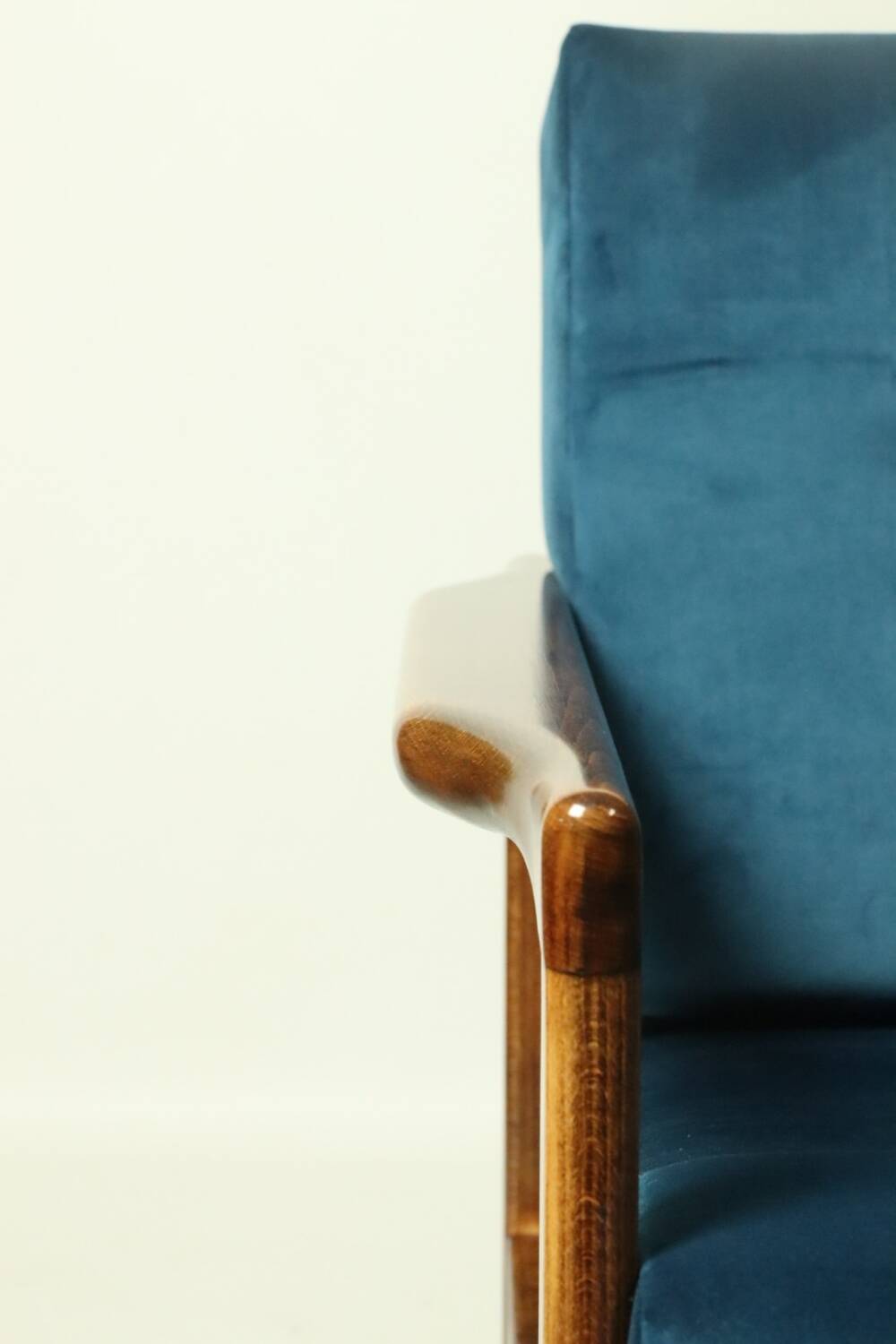 Vintage armchair navy blue velvet Mid century modern design by Zenon Bączyk 1965
