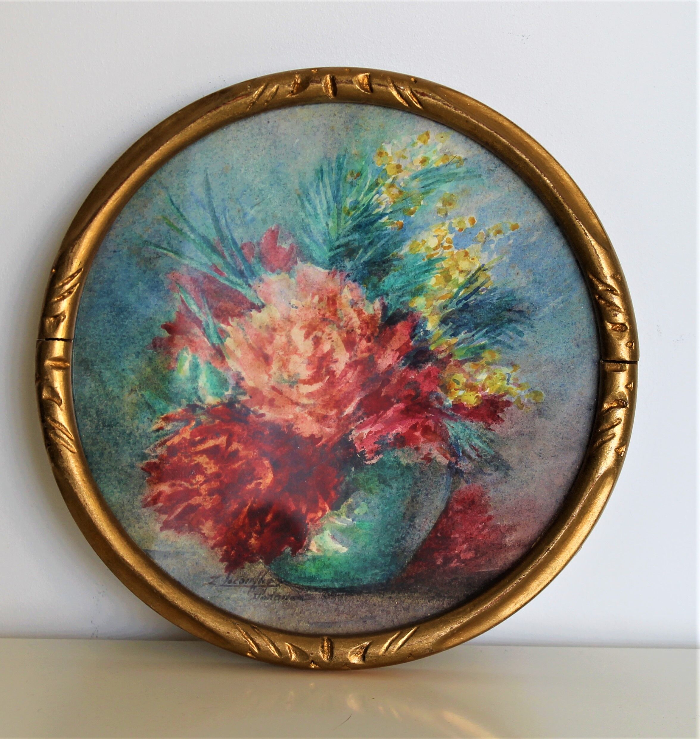 Oeillets et Mimosas de Zelie Lecoufley-Dodeman (1863-1953)