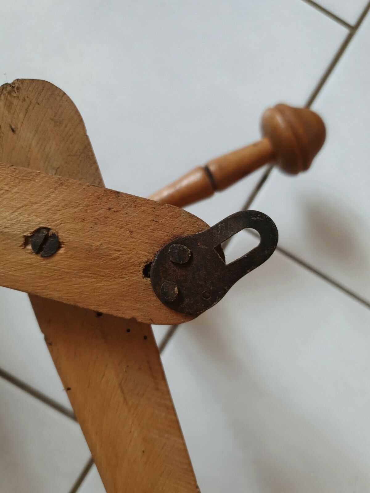 Vintage wooden coat rack imitation bamboo accordion 10 patères