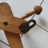 Vintage wooden coat rack imitation bamboo accordion 10 patères