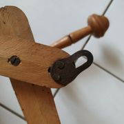Vintage wooden coat rack imitation bamboo accordion 10 patères