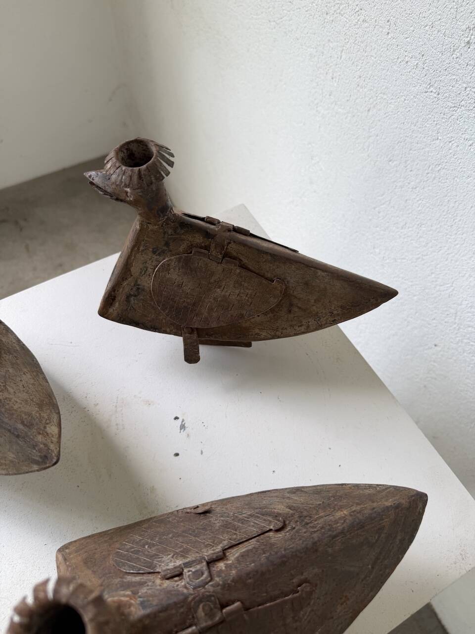 Series of three brutalist Folk Art candle holders