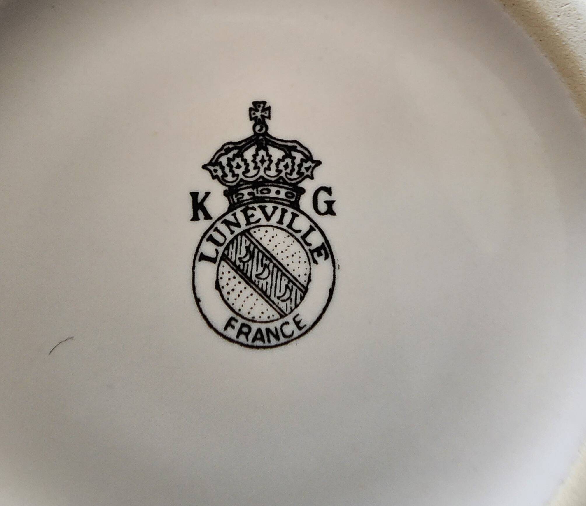 large breakfast cup saucer faience luneville kg street lamp flowers vintage