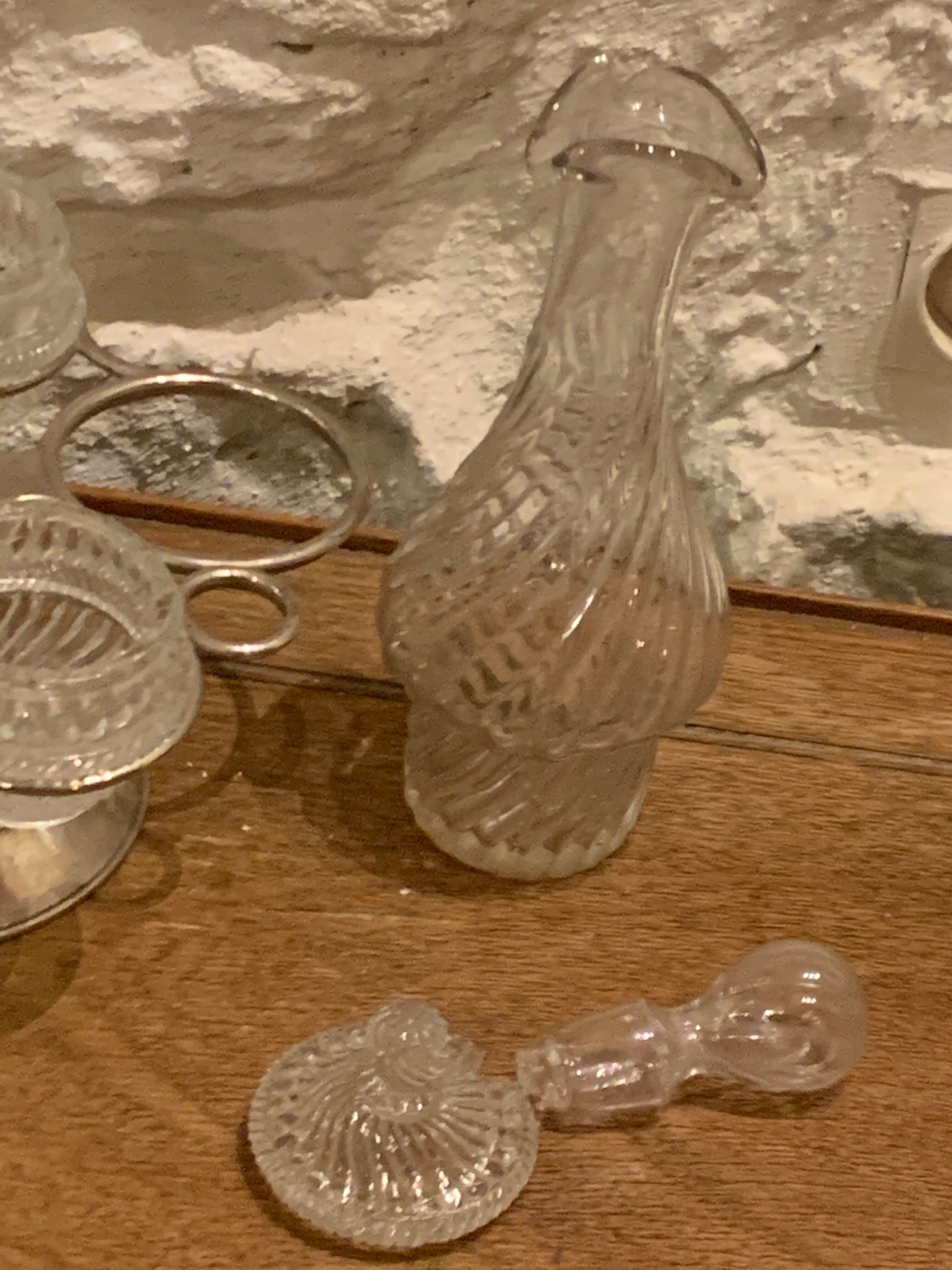 Full bottle bottles salt, pepper, mustard, oil and vinegar art deco