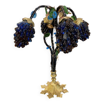 Table lamp with four light arms, grape cluster-shaped globes