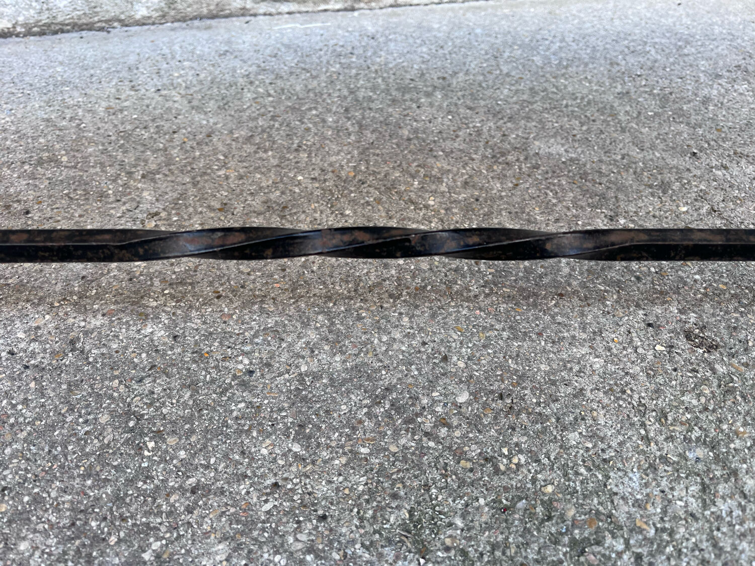 Rustic oak wrought iron bench