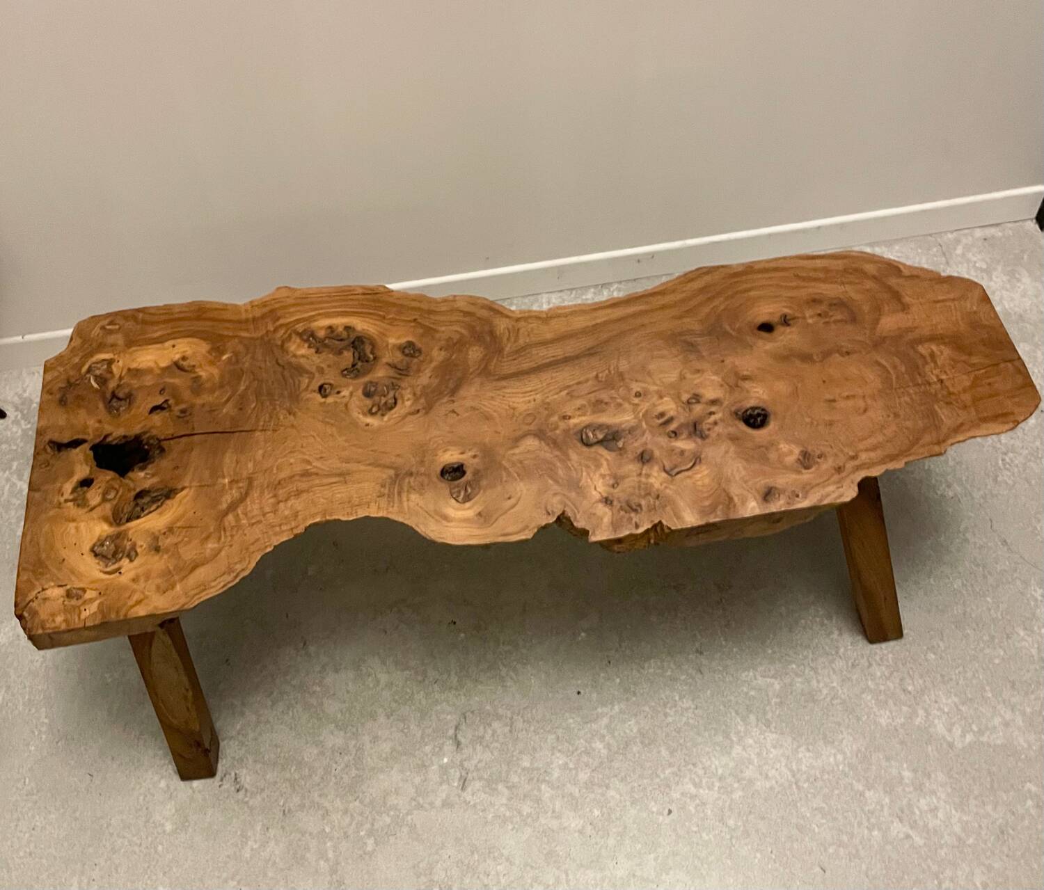 Raw wood coffee table