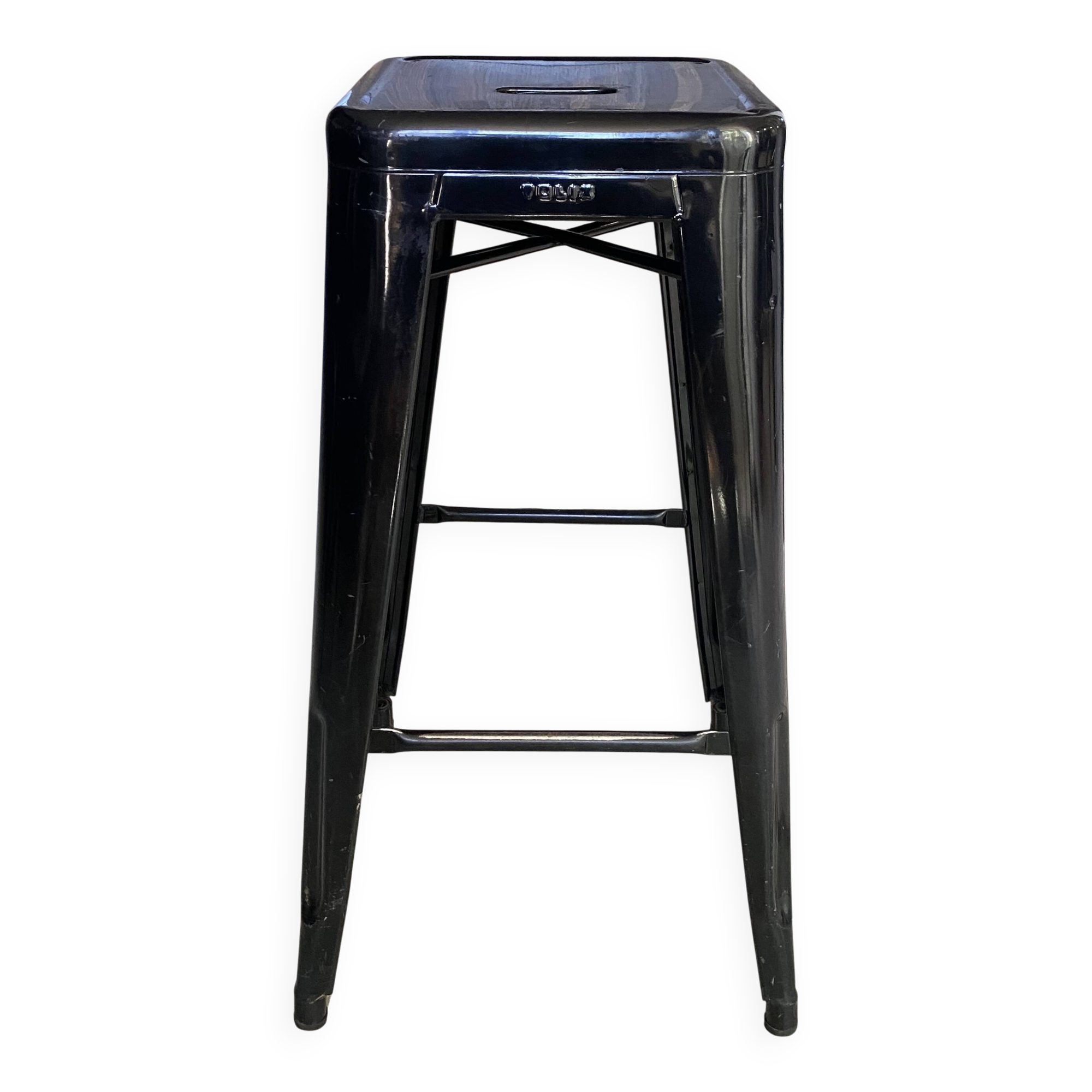 Tabouret haut de bar industriel tolix h75 empilables noir